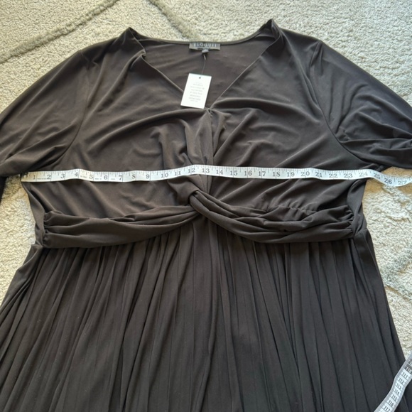 Eloquii Knot Front Pleated Skirt Dress Black Stretch Knit Jersey 28 new - Picture 7 of 11